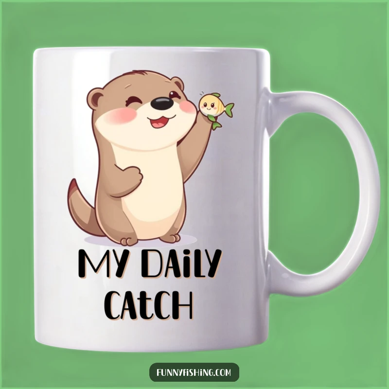 Funny Otter Holding Fish Mug - Adorable Animal Gift for Otter Lovers
