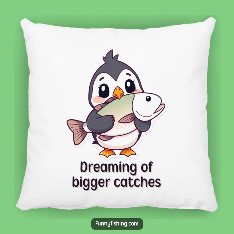 Funny Puffin Pillow: Cozy Surprise with a Giant Fish!