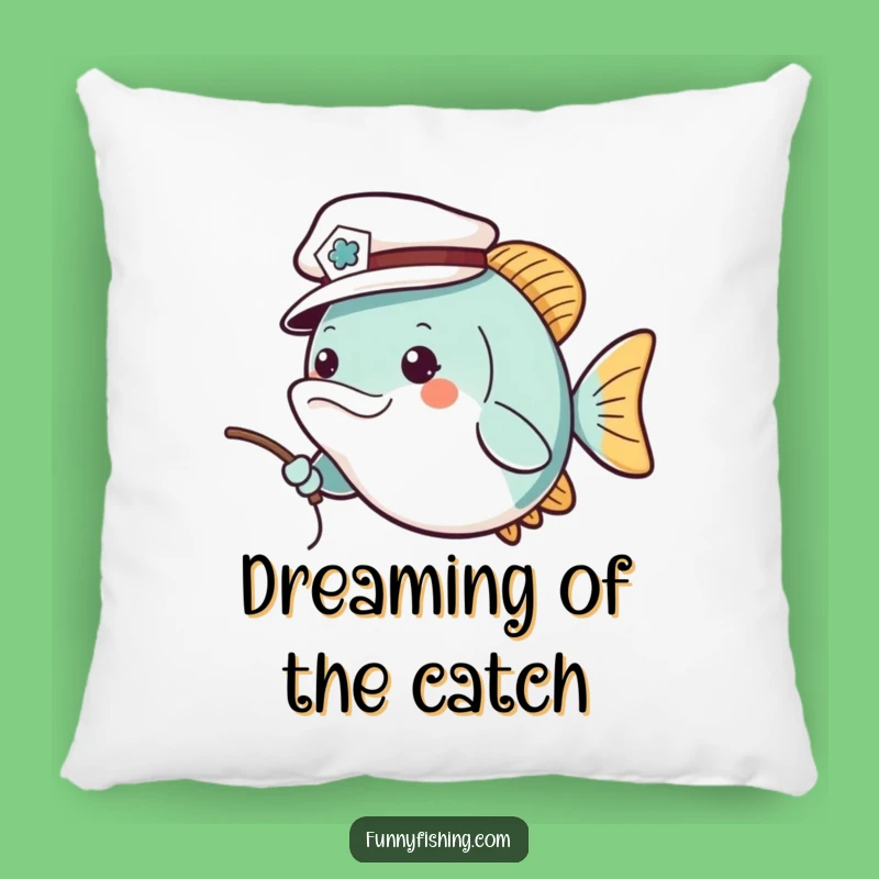 Funny Fish Sailor Hat Pillow - Cozy Cheerful Accent