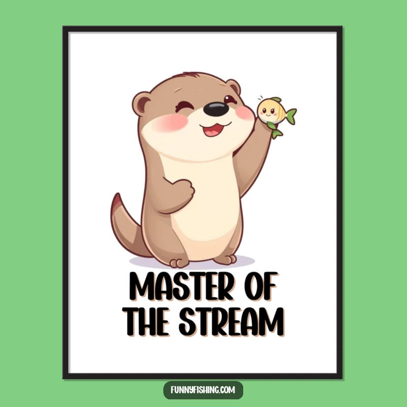 Funny Otter Holding Fish Digital Art - Instant Joyful Wall Decor