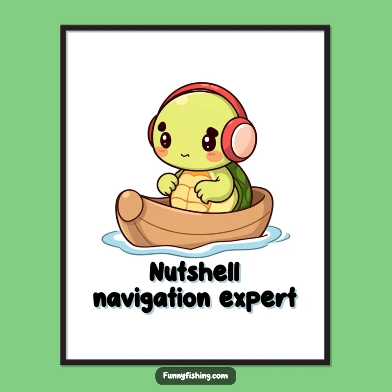 Funny Turtle Earmuffs Nutshell Boat Digital Art - Whimsical & Hilarious Instant Gift