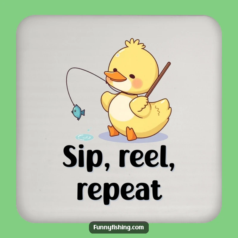 Funny Duck Coaster: Happy Angler Protection for Your Drinks!