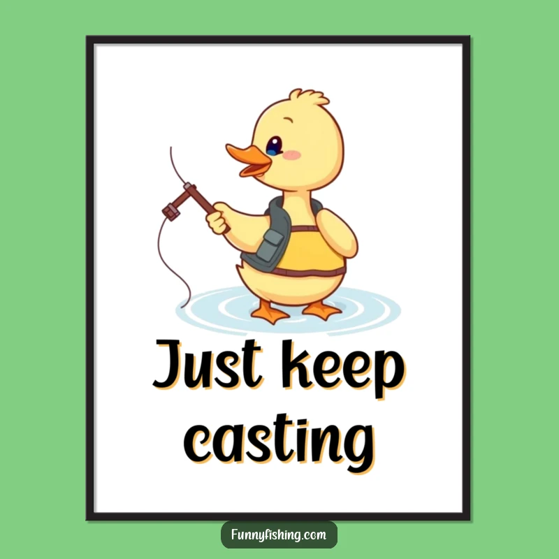Funny Duck Fishing Poster - Whimsical Wall Art for Anglers