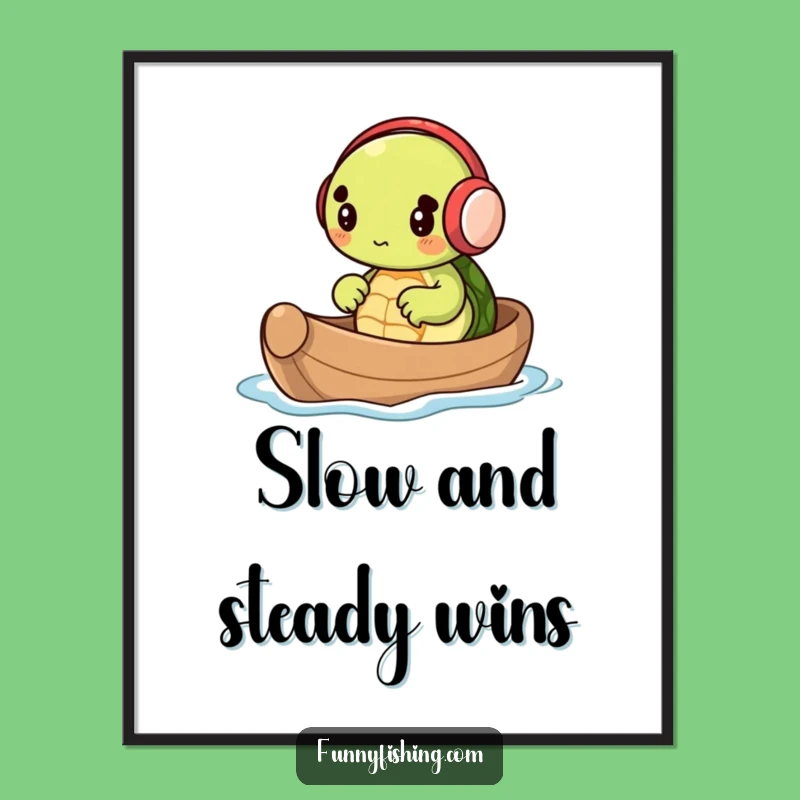 Funny Turtle Earmuffs Nutshell Boat Poster - Whimsical & Hilarious Decor