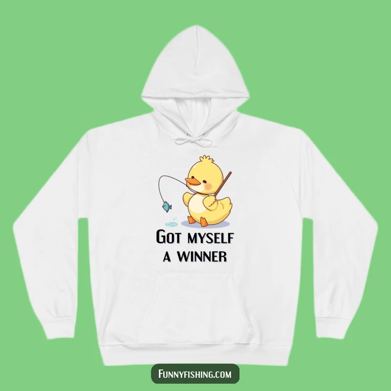 Funny Duck Hoodie: Warm & Cozy Angler with a Tiny Fish!