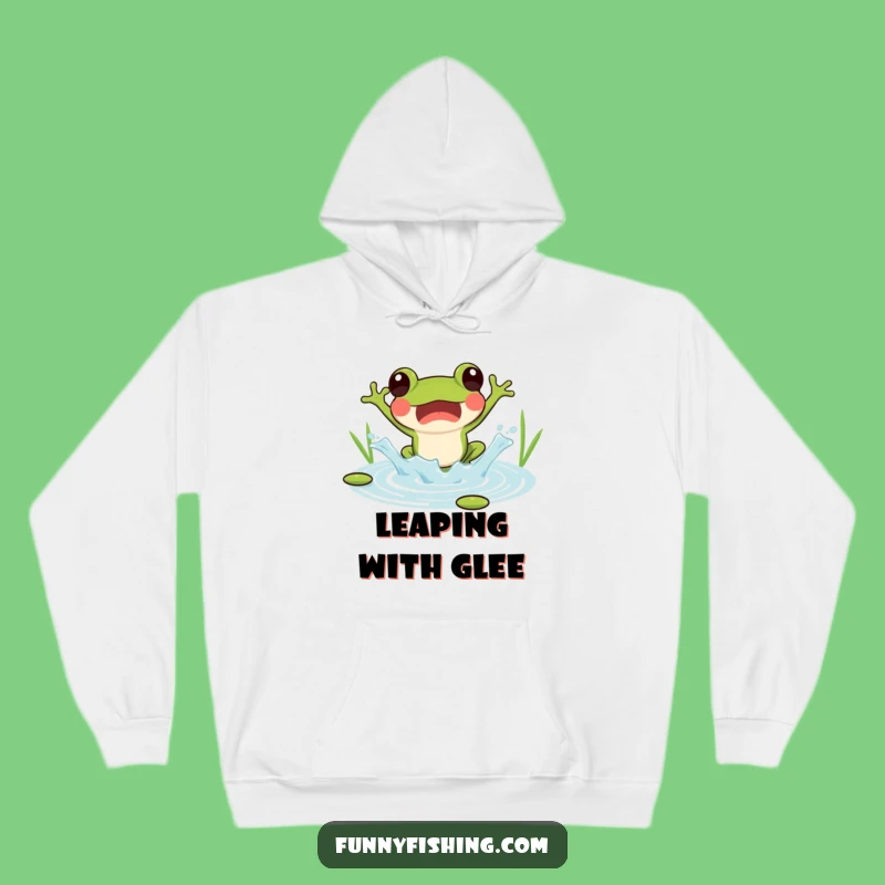 Cozy Funny Frog Jumping Hoodie: Warm Splash Character Comfort, Gift