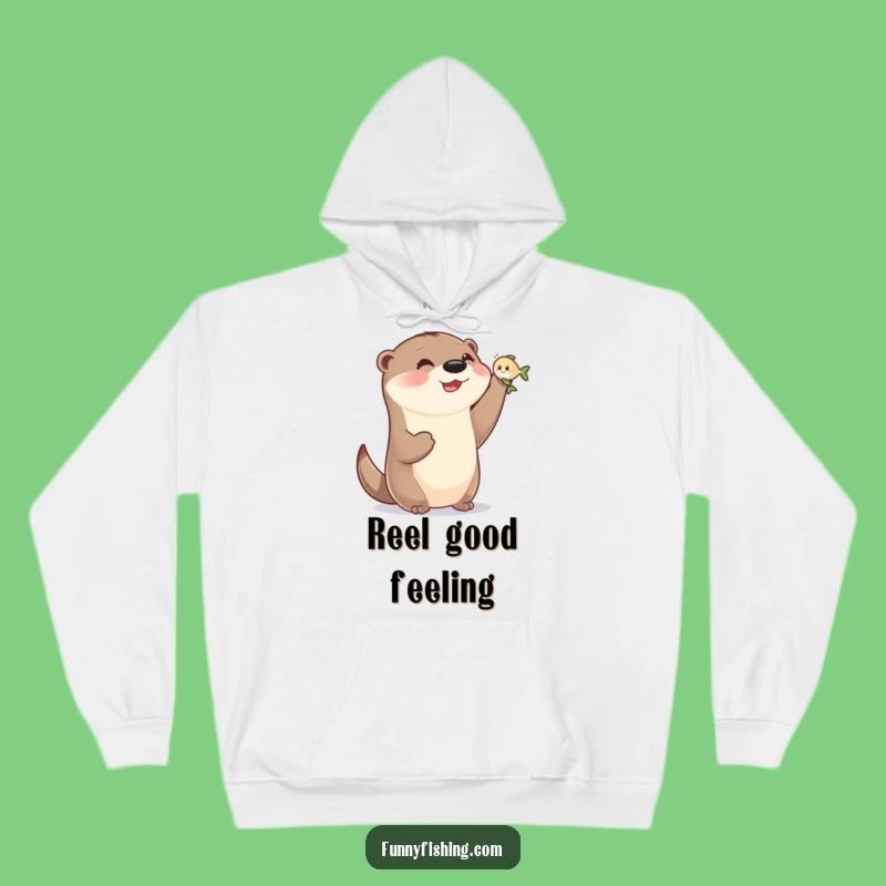 Funny Otter Holding Fish Hoodie - Cozy & Comical Animal Sweatshirt