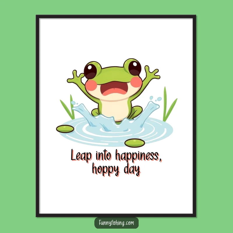 Free Printable Wall Art: Joyful Frog Pond Splash Funny Downloadable Art