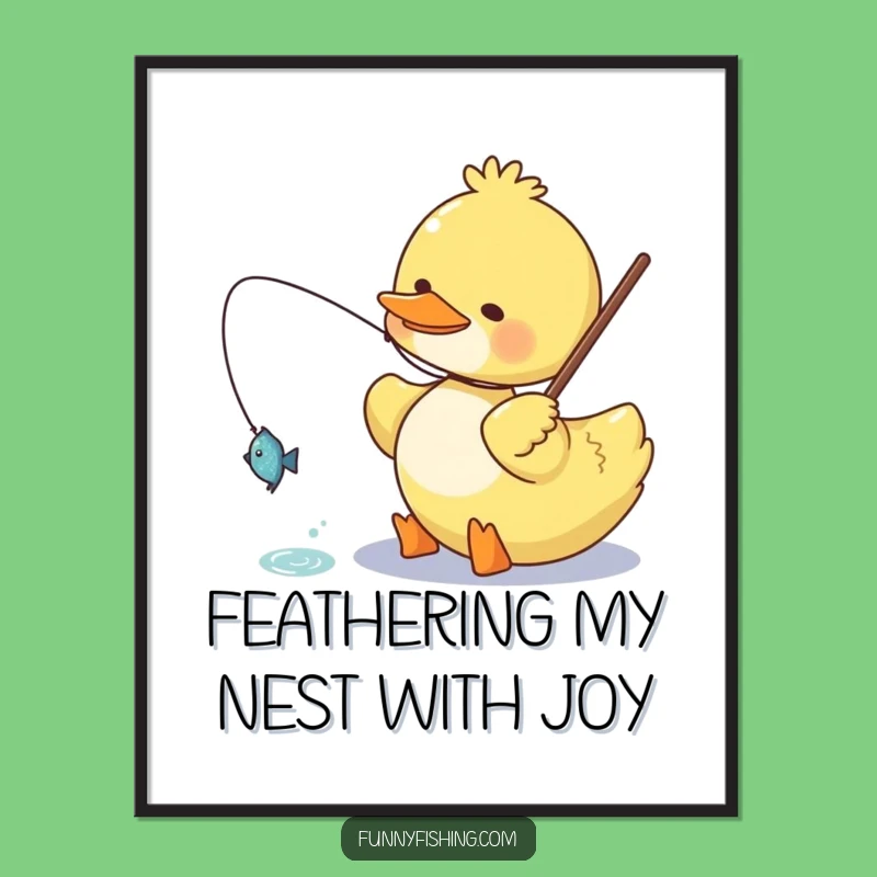 Happy Duck Fishing Free Printable Wall Art - Fun Downloadable Decor!
