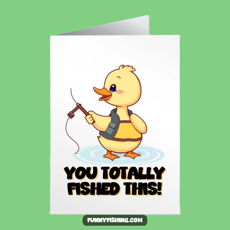 Free Printable Congrats Card: Duck's Big Catch Funny Design for a Downloadable Gift