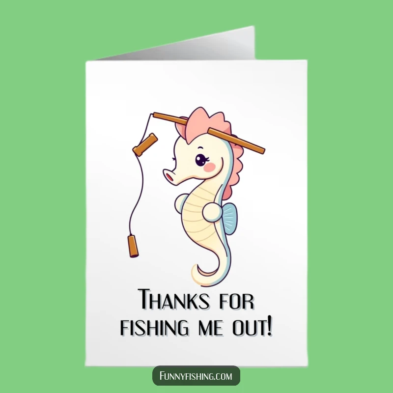 Free Printable Thank You Card: Grateful Seahorse Fishing, Downloadable