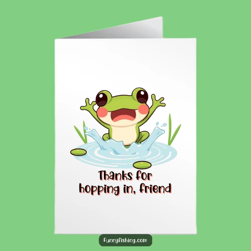 Free Printable Thank You Frog Card: Pond Splash Joy Funny Downloadable Gift