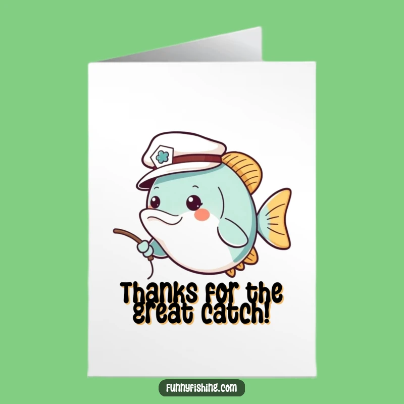 Free Printable Fish Thank You Card: Sailor Fish Casting Funny Downloadable Note