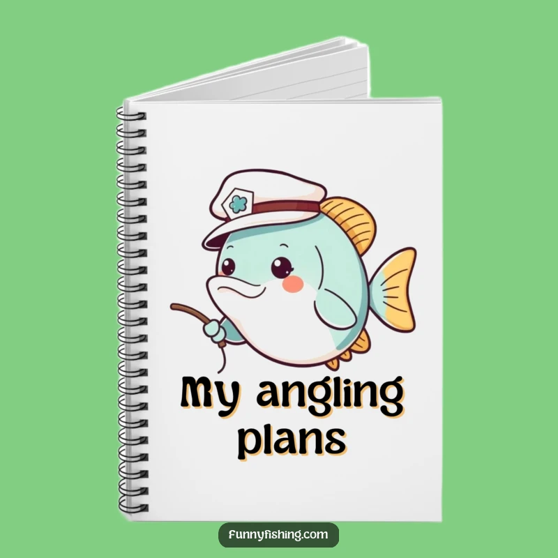 Funny Fish Sailor Hat Notebook - Journaling Gift for Anglers