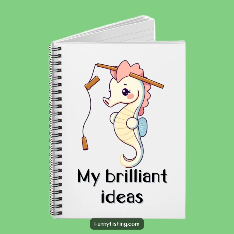 Funny Seahorse Fishing Rod Head Balance Notebook - Hilarious Jotter Gift