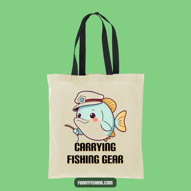 Funny Fish Sailor Hat Tote Bag - Cheerful Angler Accessory